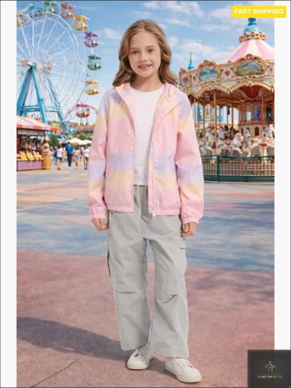 Kids Lightweight Hooded Rain Jacket Waterproof Windbreaker Outdoor Play School - Picture 2 of 7